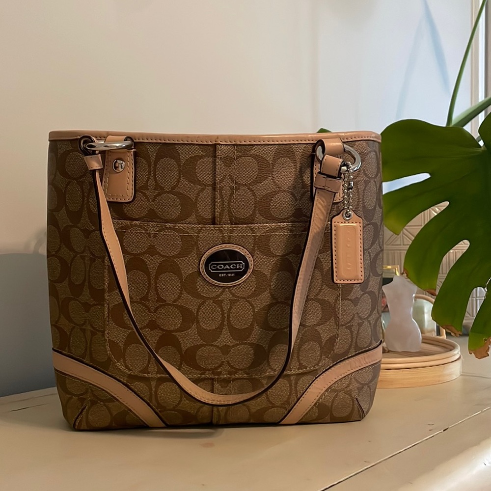 Coated Signature Canvas Coach Tote